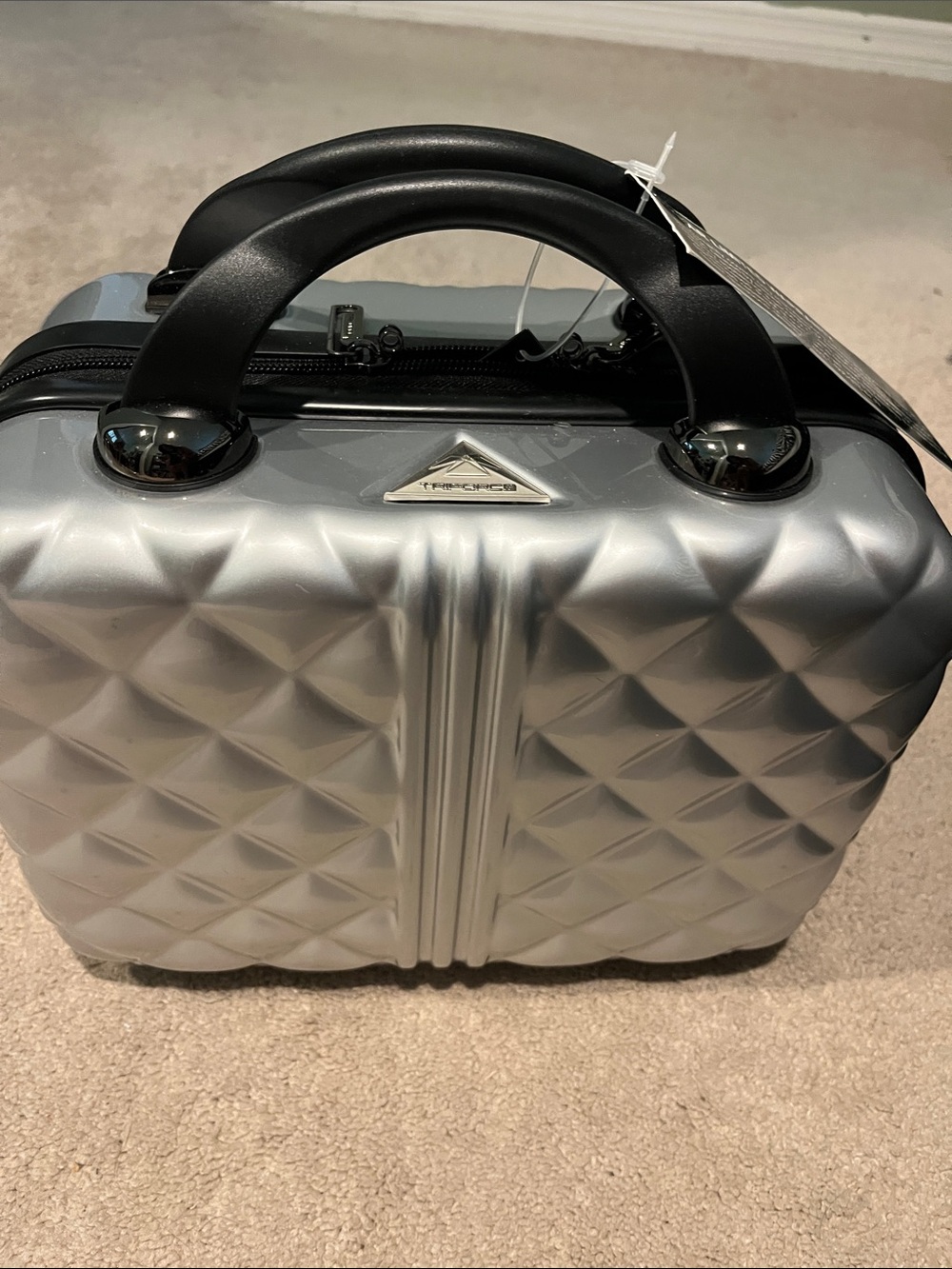 Triforce Silver Diamond-Hard covered Cosmetic Case with Black Handles
